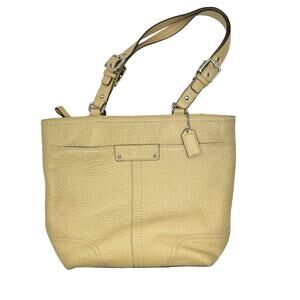Coach F13089 Hamilton Tan Pebbled Leather Double Strap Shoulder Tote Bag